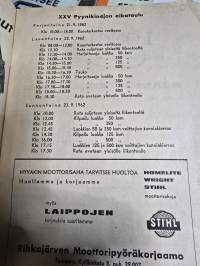 Pyynikinajo suomen grand prix .22- 23, 9, 1962  käsiohjelma.
