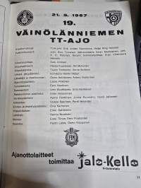 Väinölänniemi TT-ajo  käsiohjelma. 21, 5, 1967