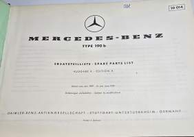 Mercedes -Benz Type 190 B, 10 014, Ersatzteilliste. Spare parts list-varaosaluettelo. Alkuperäinen. June 1959.