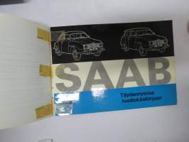 Saab henkilöauto, farmariauto -huoltokäsikirja + erillinen myöhemmin julkasitu Täydennysosa