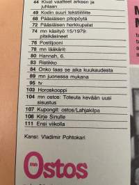 Me Naiset 1979 nr 15, Eino Grön kotisaarellaan, Marjatta Metsovaara, päivä lentoemännän elämässä Raija Tammivuori