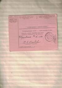 Postiennakko-osoitekortti Ruovesi - Wilppula 1926