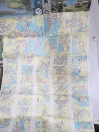 Volkswagen huolto Suomessa 1967 / VW Service in Finland -kartta / map, luettelo korjaamoista