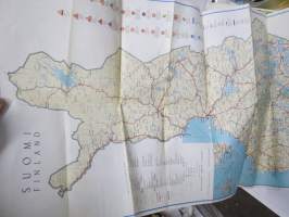 Volkswagen huolto Suomessa 1967 / VW Service in Finland -kartta / map, luettelo korjaamoista