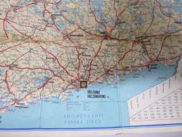 Volkswagen huolto Suomessa 1967 / VW Service in Finland -kartta / map, luettelo korjaamoista