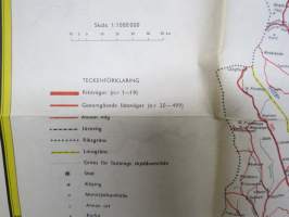 Karta över Sveriges vägnät 1957 -tiekartta / road map