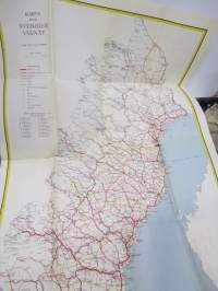 Karta över Sveriges vägnät 1957 -tiekartta / road map