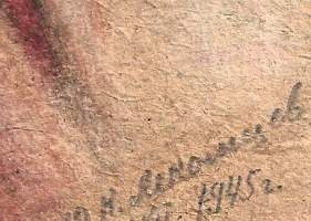 Konstantin Mihailovitš Lekomtsev- "Tyttö" liitupiirros sign 1945  ja kehystetty 40x35 cm