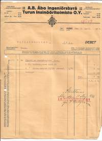 Turun Insinööritoimisto Oy Turku 1916 - firmalomake