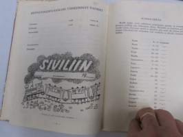 Sotilasmuistioni - varusmiespalveluksen aikaisia muistoja ja piirroksia ym. varten tarkoitettu kirja, viestimies-RUK 1951-52, kokoontumisesta v. 2002 materiaalia