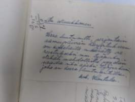 Sotilasmuistioni - varusmiespalveluksen aikaisia muistoja ja piirroksia ym. varten tarkoitettu kirja, viestimies-RUK 1951-52, kokoontumisesta v. 2002 materiaalia
