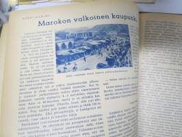 Pyrkijä 1936 -sidottu vuosikerta ("sidottu E. Tiluksen kirjansitomossa (Oulu, Isokatu 28, 20.12.1937"), Nuorisoseuraliikkeen lehtijulkaisu, monipuolinen sisältö