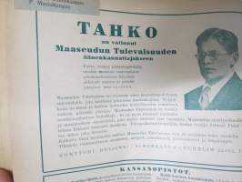 Pyrkijä 1936 -sidottu vuosikerta ("sidottu E. Tiluksen kirjansitomossa (Oulu, Isokatu 28, 20.12.1937"), Nuorisoseuraliikkeen lehtijulkaisu, monipuolinen sisältö