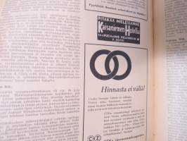 Pyrkijä 1936 -sidottu vuosikerta ("sidottu E. Tiluksen kirjansitomossa (Oulu, Isokatu 28, 20.12.1937"), Nuorisoseuraliikkeen lehtijulkaisu, monipuolinen sisältö