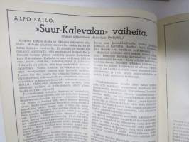 Pyrkijä 1936 -sidottu vuosikerta ("sidottu E. Tiluksen kirjansitomossa (Oulu, Isokatu 28, 20.12.1937"), Nuorisoseuraliikkeen lehtijulkaisu, monipuolinen sisältö