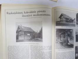 Pyrkijä 1936 -sidottu vuosikerta ("sidottu E. Tiluksen kirjansitomossa (Oulu, Isokatu 28, 20.12.1937"), Nuorisoseuraliikkeen lehtijulkaisu, monipuolinen sisältö