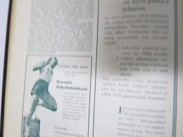 Pyrkijä 1936 -sidottu vuosikerta ("sidottu E. Tiluksen kirjansitomossa (Oulu, Isokatu 28, 20.12.1937"), Nuorisoseuraliikkeen lehtijulkaisu, monipuolinen sisältö