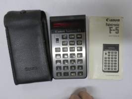 Canon Palmtronic F5 -taskulaskin + käyttöohjekirja + alkuperäinen kotelo