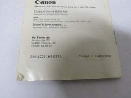 Canon Palmtronic F5 -taskulaskin + käyttöohjekirja + alkuperäinen kotelo