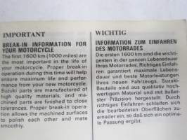 Suzuki RF600R Owner´s Manual - Fahrerhandbuch - Manuel du proprietaire - Uso e manutenzione -käyttöohjekirja, monikielinen, ei suomi, julkaistu joulukuussa 1992