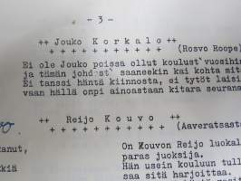 Turun Suomalaisen Yhteiskoulun VIII C (8E) -luokan Kronikka v. 1951, Jukka aaltonen, Heli Aarnio, Raili Alanen, Maija-Liisa Blomqvist, Hilkka Hietala...