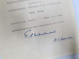 Keskuskauppakamari - Pronssinen ansiomerkki -myöntökirja (saajan nimi retusoitu kuvasta, on OK itse myöntökirjassa