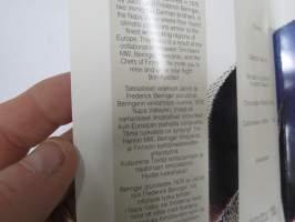 Finnair - Beringer Vineyards "Finlande" -menukortti Finnairin lennoilla USA:an 1990-luvun alkupuolella, kuvittanut Erik Bruun