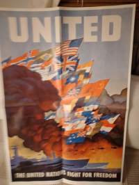 The United Nations Fight for Freedom juliste Sodan lehdet dokumentti 50-juliste, uustuotantoa