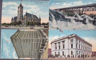 USA -  vanhempia postikortteja 16 kpl. Ei-kulkeneita. **