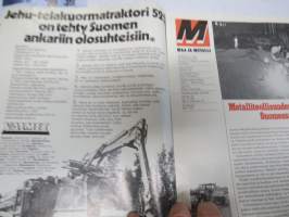 Maa ja Metalli 1975 nr 2 -Valmet Oy asiakaslehti, 1502 käyttökokeissa, Traktori- ja metsäkonemyynti 1975, Koneurakoitsija Iikka Muhonen, Auno Hakala Valmetin värit