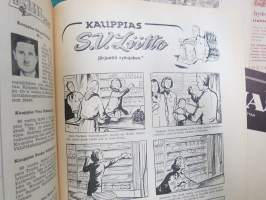 Kauppias -lehtiä noin 40 kpl erä vv. 1942-53, lehdissä runsas sisältö ja ajankuvaa, paljon mainoksia, tuotemerkkejä, asia-artikkeleita, pula-ajan asiaa yms.