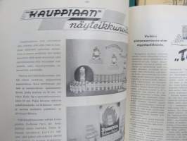 Kauppias -lehtiä noin 40 kpl erä vv. 1942-53, lehdissä runsas sisältö ja ajankuvaa, paljon mainoksia, tuotemerkkejä, asia-artikkeleita, pula-ajan asiaa yms.
