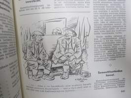 Kauppias -lehtiä noin 40 kpl erä vv. 1942-53, lehdissä runsas sisältö ja ajankuvaa, paljon mainoksia, tuotemerkkejä, asia-artikkeleita, pula-ajan asiaa yms.