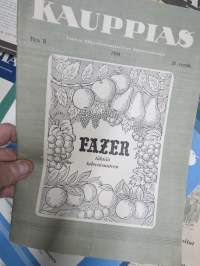 Kauppias -lehtiä noin 40 kpl erä vv. 1942-53, lehdissä runsas sisältö ja ajankuvaa, paljon mainoksia, tuotemerkkejä, asia-artikkeleita, pula-ajan asiaa yms.