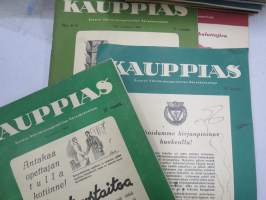 Kauppias -lehtiä noin 40 kpl erä vv. 1942-53, lehdissä runsas sisältö ja ajankuvaa, paljon mainoksia, tuotemerkkejä, asia-artikkeleita, pula-ajan asiaa yms.