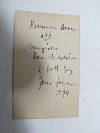 Hermann Brans, Jenan yliopisto (Universität Jena) 1894, kuva omistettu suomalaiselle D.A. Wikströmille -visiittikorttivalokuva / carte de visite / cdv