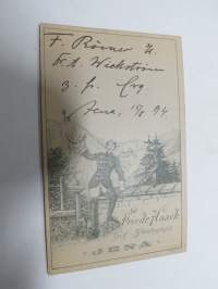 F. Römer, Jenan yliopisto (Universität Jena) 1894, kuva omistettu suomalaiselle D.A. Wikströmille -visiittikorttivalokuva / carte de visite / cdv