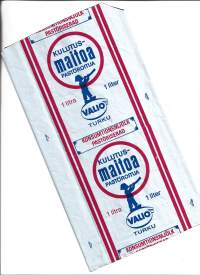 Valio Turku - kulutusmaitoa, maitopussi, muovipussi avattu tuotepakkaus, 1960-70