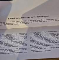 vw tourist car delivery programme.  matkailuohjelma eurooppaan. 1/67