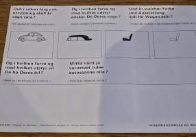 volkswagen 1300 väri- ja verhoilukartta. 8/65