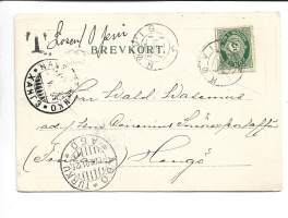 Hilsen fra Norge   -  paikkakuntapostikortti postikortti kulkenut 1901