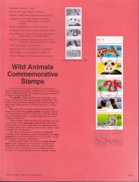 USA - Filatelia - 10 kpl ensipäiväleimattuja (FDC) valmiita kokoelmasivuja, joissa julkaisutiedot postimerkeistä. 1992-1994.