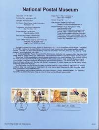 USA - Filatelia - 10 kpl ensipäiväleimattuja (FDC) valmiita kokoelmasivuja, joissa julkaisutiedot postimerkeistä. 1993-1994.