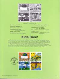 USA - Filatelia - 10 kpl ensipäiväleimattuja (FDC) valmiita kokoelmasivuja, joissa julkaisutiedot postimerkeistä. 1995.