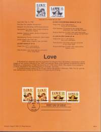 USA - Filatelia - 10 kpl ensipäiväleimattuja (FDC) valmiita kokoelmasivuja, joissa julkaisutiedot postimerkeistä. 1995.