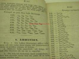 Lärobok i Räknekonsten Med Talrika Öfning-Exempel...Lämpad, efter det i finland gällande myntsystemet, till Skolornas behof, Helsingfors 1859, tryckt hos H.G. Friis