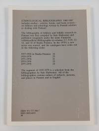 Folklore &amp; Folklife Research in Finland : Ethnological Bibliography 1980-1982