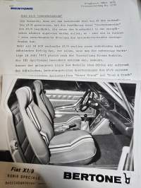 Bertone fiat X1/9 geneva motor show 3,76 brochure.  No, 4/76