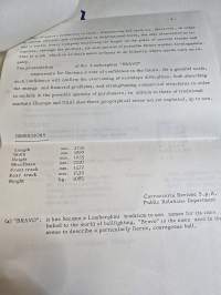 Bertone Lamborghini Bravo genova motor show brochure 10/74.