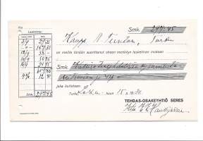 Tehdas Oy Seres Turku 1930 kuitti - firmalomake